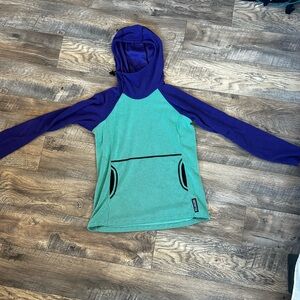 Melanzana Blue and Green Hooded Top